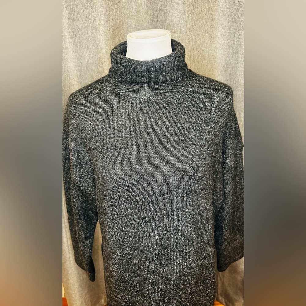 ZARA Knit Charcoal Gray Turtleneck Sweater Midi Dress | Women’s Medium - Picture 7 of 14